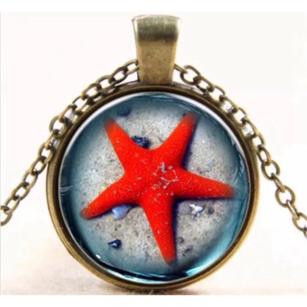 💗 Starfish Cabochon Necklace 18” NEW - Picture 3 of 3